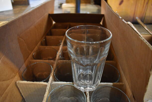36 BRAND NEW IN BOX! Beverage Glasses. 3.5x3.5x5. 36 Times Your Bid!