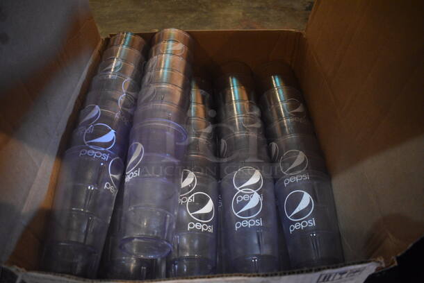 ALL ONE MONEY! Lot of 55 Clear Poly Beverage Tumblers! 3.5x3.5x7