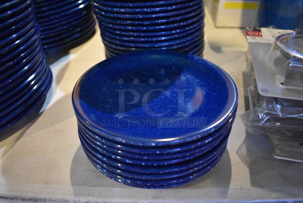 9 Blue Poly Plates. 5.5x5.5x0.5. 9 Times Your Bid!