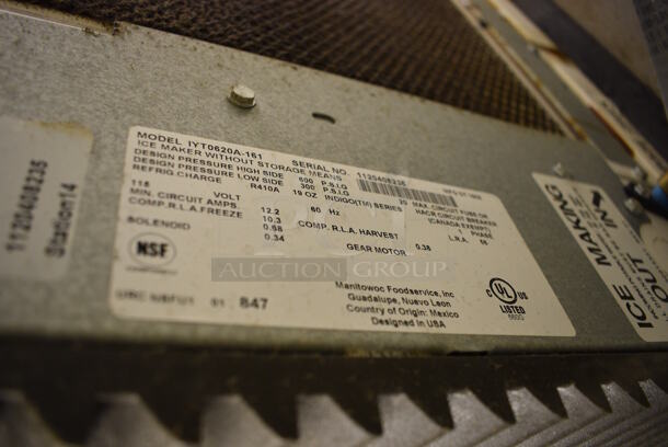 BEAUTIFUL! Manitowoc Model IYT0620A-161 Stainless Steel Commercial Air Cooled Ice Machine Head on Kloppenberg Model 1665-SS Stainless Steel Commercial Ice Bin. 115 Volts, 1 Phase. BUYER MUST REMOVE. 60x44x90. Unit Was Working When Restaurant Closed! - Image 8 of 8