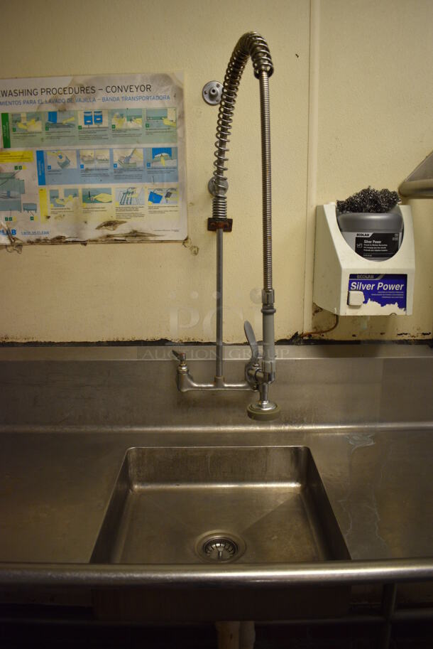 Stainless Steel Commercial Right Side U Shaped Dishwasher Table w/ 2 Sink Bays, Overshelf and 8 Dish Caddies. BUYER MUST REMOVE. 100x90x70. Bays 20x20x5, 16x20x5 - Image 7 of 7