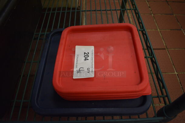 4 Poly Lids; 3 Red and 1 Blue. 9x9, 11x11. 4 Times Your Bid!