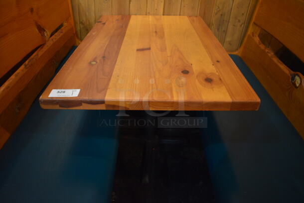 Wooden Tabletop on Black Table Base. 48x30x30