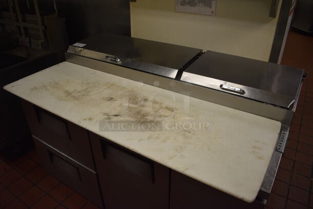 GREAT! True Model TPP-60D-2 Stainless Steel Commercial Pizza Prep Table w/ 2 Drawers and Door on Commercial Casters. 115 Volts, 1 Phase. 60x33x42. Unit Was Working When Restaurant Closed! - Image 2 of 8