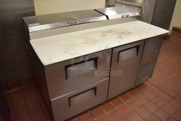 GREAT! True Model TPP-60D-2 Stainless Steel Commercial Pizza Prep Table w/ 2 Drawers and Door on Commercial Casters. 115 Volts, 1 Phase. 60x33x42. Unit Was Working When Restaurant Closed! - Image 3 of 8