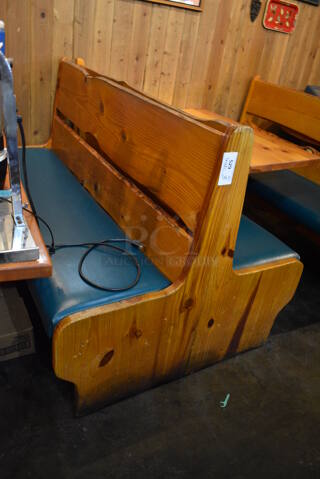 3 Wooden Natural Edge Benches w/ Green Seat Cushion. Does Not Come w/ Contents. 66x22x42. 3 Times Your Bid!