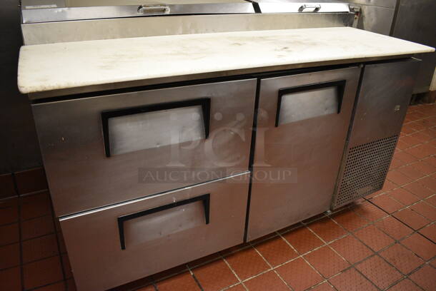 GREAT! True Model TPP-60D-2 Stainless Steel Commercial Pizza Prep Table w/ 2 Drawers and Door on Commercial Casters. 115 Volts, 1 Phase. 60x33x42. Unit Was Working When Restaurant Closed! - Image 4 of 8