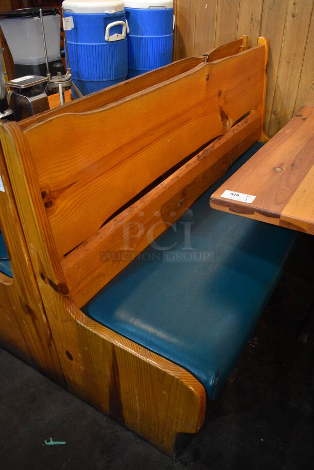 3 Wooden Natural Edge Benches w/ Green Seat Cushion. Does Not Come w/ Contents. 66x22x42. 3 Times Your Bid! - Image 4 of 4