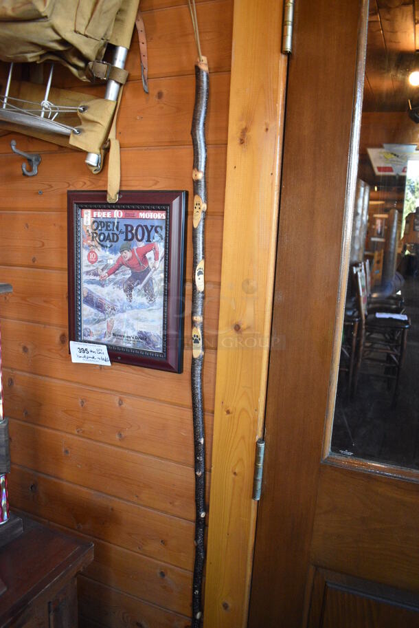 ALL ONE MONEY! Lot of Wall Decorations Including Welcome to the Lodge Sign, Bag, Walking Stick, United States of America Sign and Basket. BUYER MUST REMOVE - Image 3 of 7