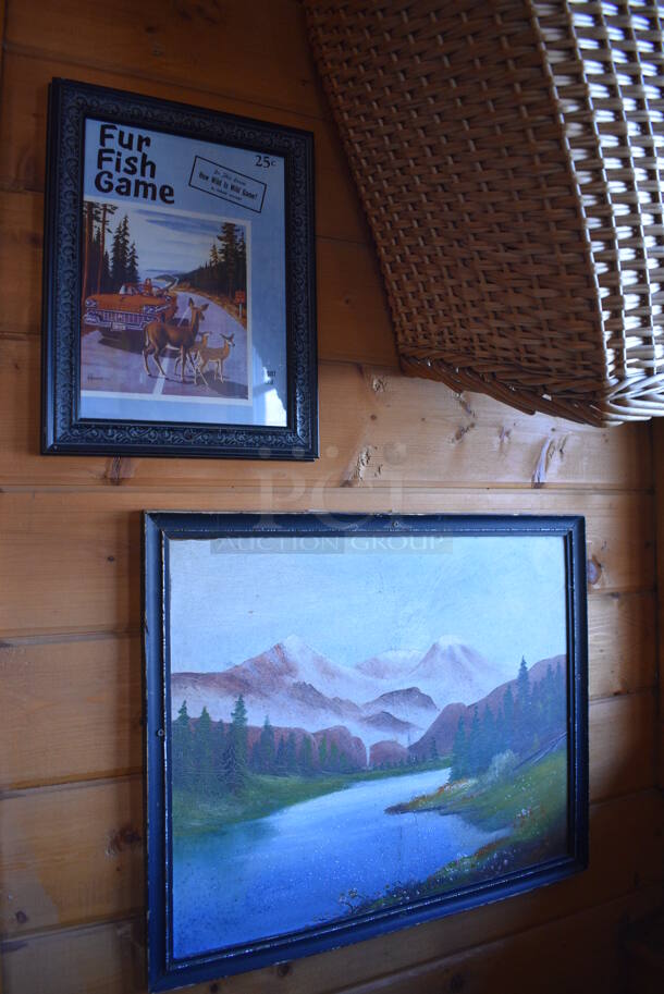 ALL ONE MONEY! Lot of Wall Decorations Including Welcome to the Lodge Sign, Bag, Walking Stick, United States of America Sign and Basket. BUYER MUST REMOVE - Image 7 of 7