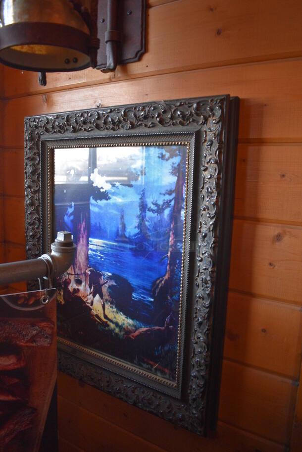 ALL ONE MONEY! Lot of Wall Decorations Including Canoe Picture, Antlers, River Picture and Shelf w/ Knickknacks. BUYER MUST REMOVE - Image 2 of 8