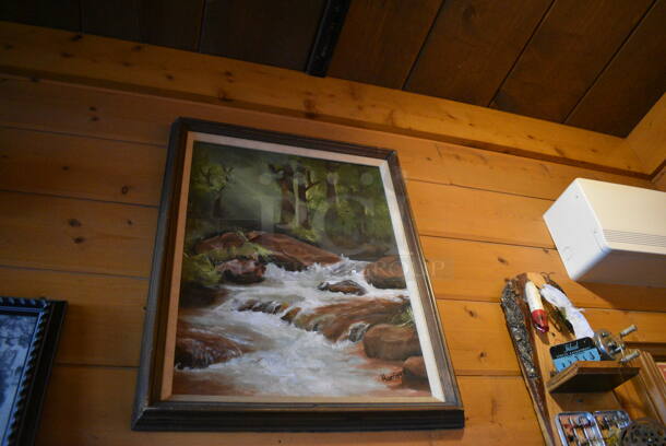 ALL ONE MONEY! Lot of Wall Decorations Including Canoe Picture, Antlers, River Picture and Shelf w/ Knickknacks. BUYER MUST REMOVE - Image 5 of 8