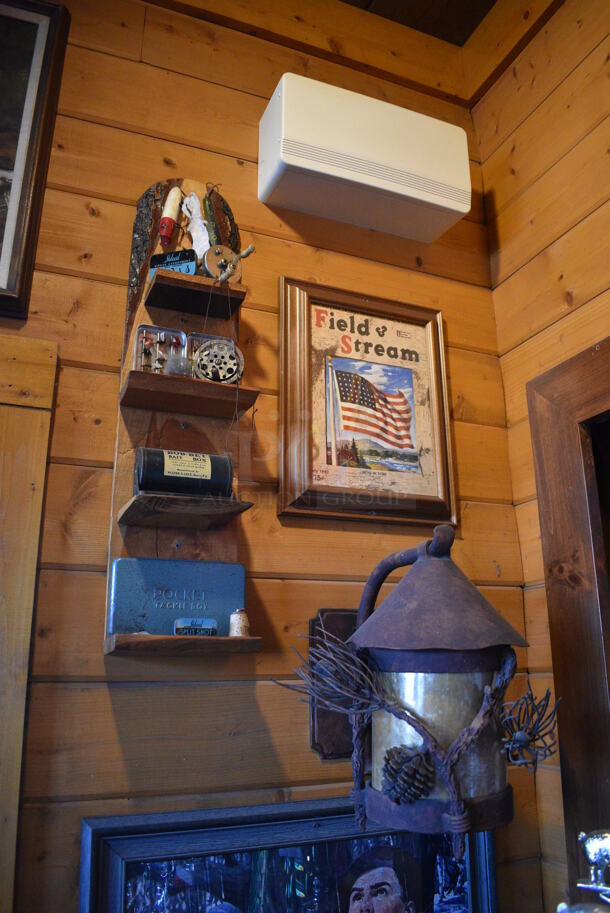 ALL ONE MONEY! Lot of Wall Decorations Including Canoe Picture, Antlers, River Picture and Shelf w/ Knickknacks. BUYER MUST REMOVE - Image 6 of 8