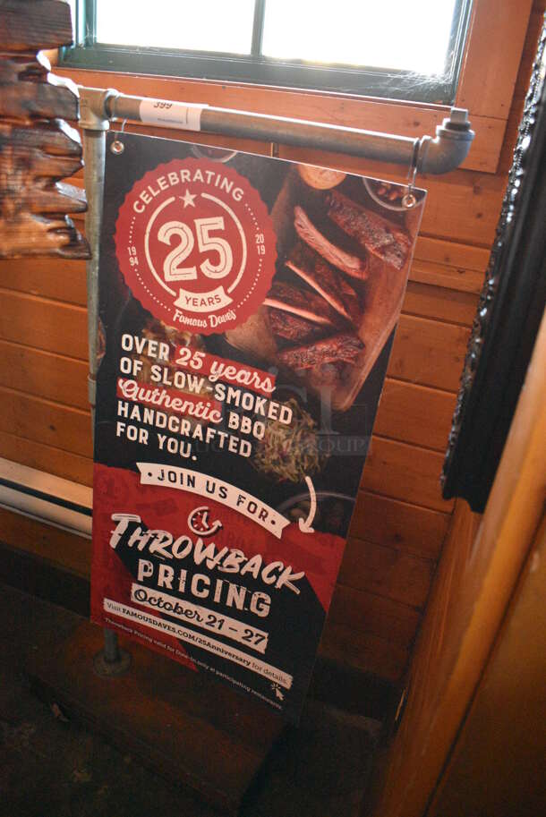 Metal Sign Holder w/ Famous Dave's Sign. 28x11x56 - Image 2 of 2