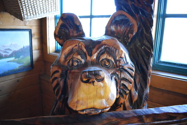 Wooden Bear w/ Welcome Sign. 40x18x83 - Image 5 of 7