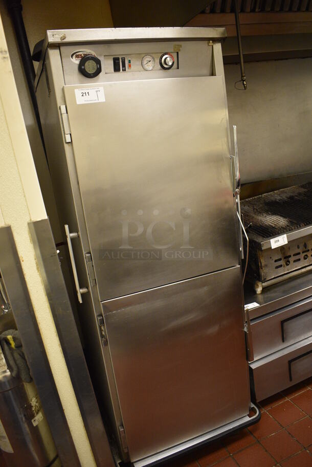 NICE! Stainless Steel Commercial Floor Style Electric Powered 2 Half Size Door Heated Holding Cabinet on Commercial Casters. 30x35x75. Unit Was Working When Restaurant Closed! - Image 2 of 6