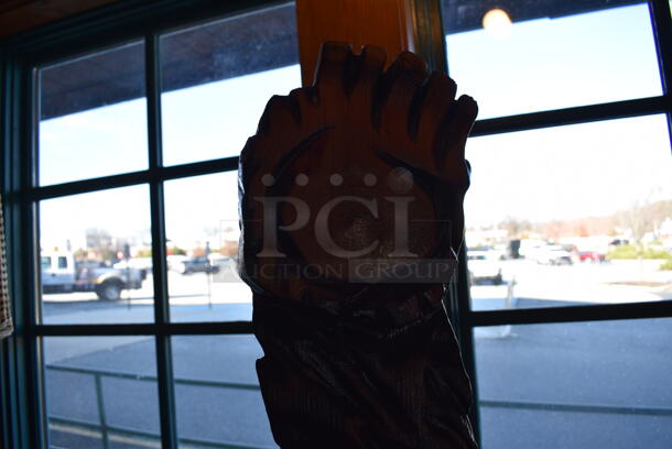 Wooden Bear w/ Welcome Sign. 40x18x83 - Image 6 of 7