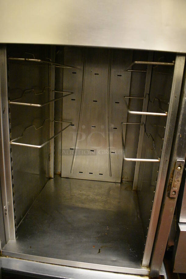 NICE! Stainless Steel Commercial Floor Style Electric Powered 2 Half Size Door Heated Holding Cabinet on Commercial Casters. 30x35x75. Unit Was Working When Restaurant Closed! - Image 5 of 6