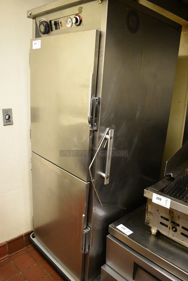 NICE! Stainless Steel Commercial Floor Style Electric Powered 2 Half Size Door Heated Holding Cabinet on Commercial Casters. 30x35x75. Unit Was Working When Restaurant Closed! - Image 6 of 6