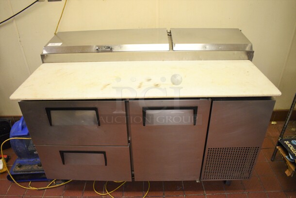GREAT! 2006 True Model TPP-60D-2 Stainless Steel Commercial Pizza Prep Table w/ 2 Drawers and Door on Commercial Casters. 115 Volts, 1 Phase. 60x33x42. Unit Was Working When Restaurant Closed! - Image 1 of 10