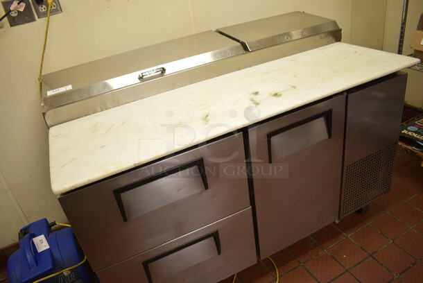 GREAT! 2006 True Model TPP-60D-2 Stainless Steel Commercial Pizza Prep Table w/ 2 Drawers and Door on Commercial Casters. 115 Volts, 1 Phase. 60x33x42. Unit Was Working When Restaurant Closed! - Image 4 of 10
