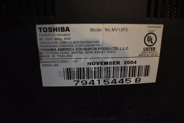 Toshiba Model MV13P2 TV / VCR Combination. 14x14x15 - Image 4 of 4