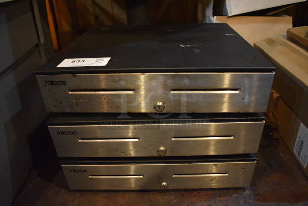 3 Chrome Finish and Black Metal Cash Drawers. 18x16.5x4.5. 3 Times Your Bid! - Image 1 of 3
