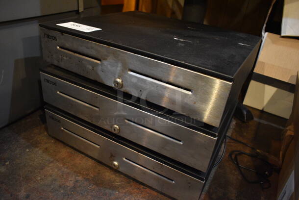 3 Chrome Finish and Black Metal Cash Drawers. 18x16.5x4.5. 3 Times Your Bid! - Image 2 of 3