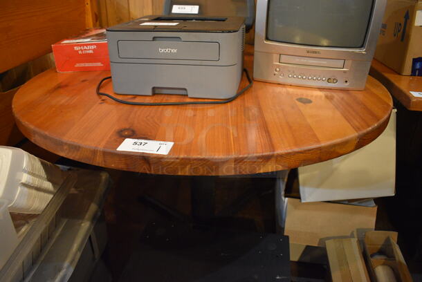 Wooden Round Tabletop on Black Metal Table Base. 48x48x30 - Image 1 of 3