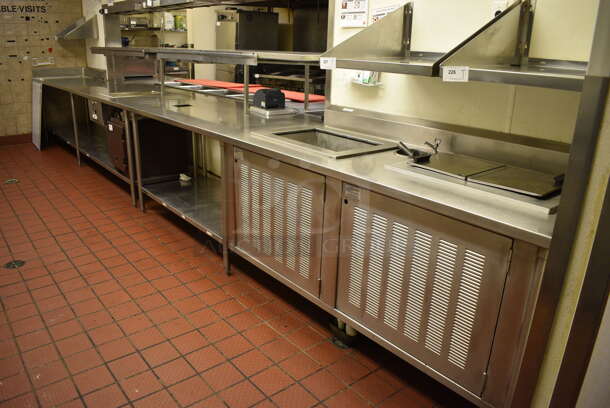 AMAZING! Stainless Steel Commercial Work Station w/ 4 Steam Well Bays, 2 Warming Drawers, 2 Cold Wells and Undershelves. BUYER MUST REMOVE. 283x72x53. Unit Was Working When Restaurant Closed! - Image 8 of 11