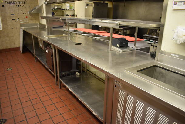 AMAZING! Stainless Steel Commercial Work Station w/ 4 Steam Well Bays, 2 Warming Drawers, 2 Cold Wells and Undershelves. BUYER MUST REMOVE. 283x72x53. Unit Was Working When Restaurant Closed! - Image 9 of 11