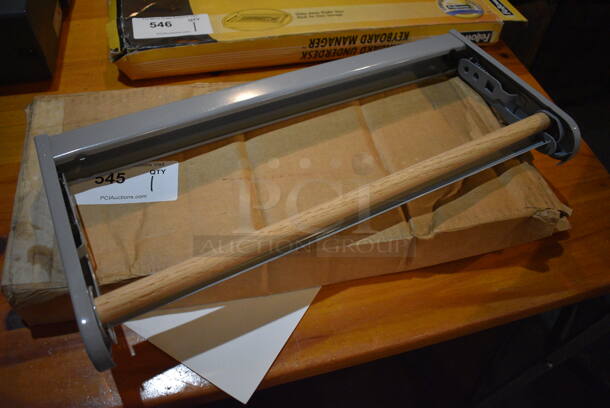 BRAND NEW IN BOX! Gray Metal Butcher Block Paper Roll Holder. 20x9x2.5 - Image 3 of 3