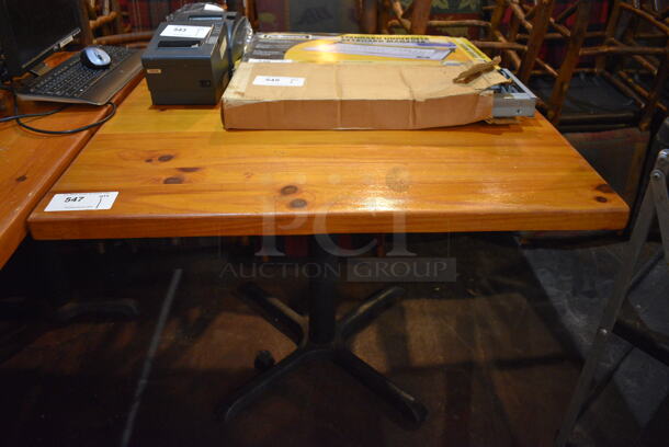 Wooden Tabletop on Black Metal Table Base. 36x36x30 - Image 1 of 2