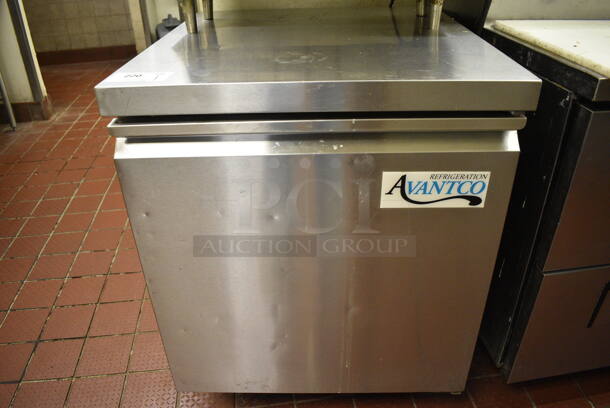 NICE! Avantco Stainless Steel Commercial Single Door Undercounter Cooler on Commercial Casters. 115 Volts, 1 Phase. 27x29.5x35.5. Unit Was Working When Restaurant Closed!