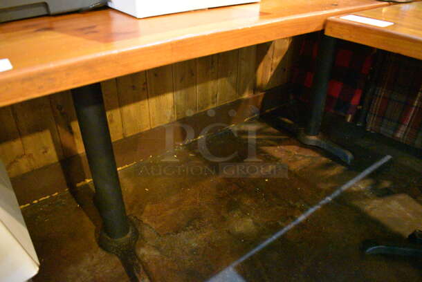 Wooden Tabletop on 2 Black Straight Leg Metal Table Base. 66x30x30 - Image 2 of 3