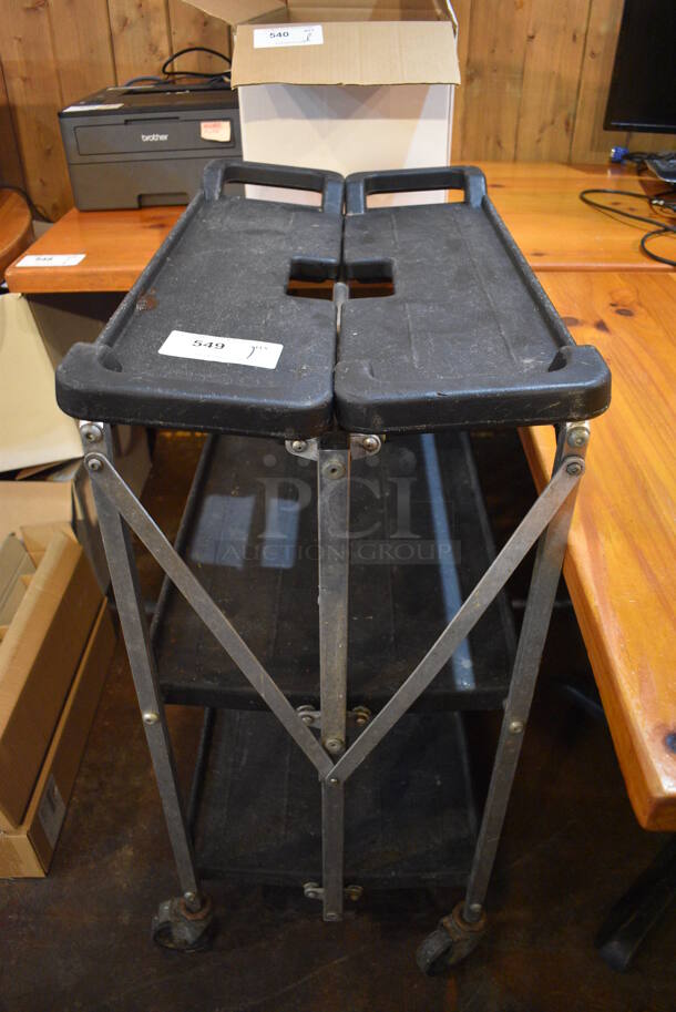 Black Poly Cart w/ Push Handle on Commercial Casters. 29x16x36