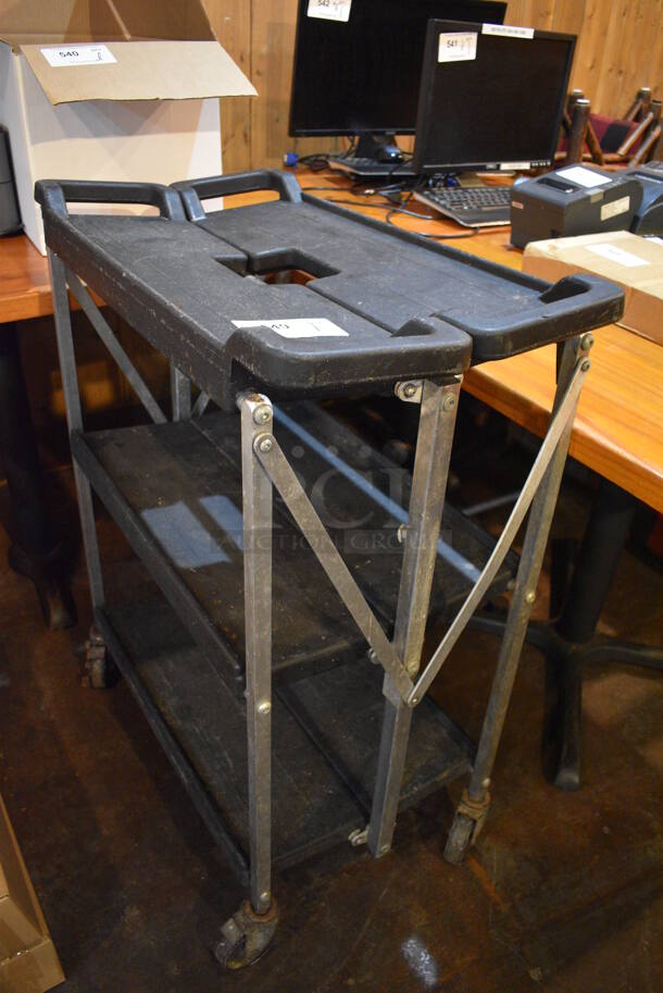 Black Poly Cart w/ Push Handle on Commercial Casters. 29x16x36 - Image 2 of 3