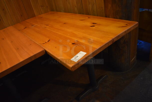 Wooden Tabletop on 2 Black Straight Leg Metal Table Bases. 66x30x30 - Image 2 of 3