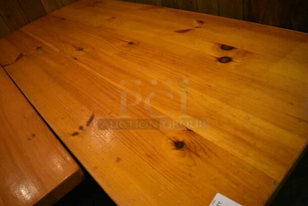Wooden Tabletop on 2 Black Straight Leg Metal Table Bases. 66x30x30 - Image 3 of 3
