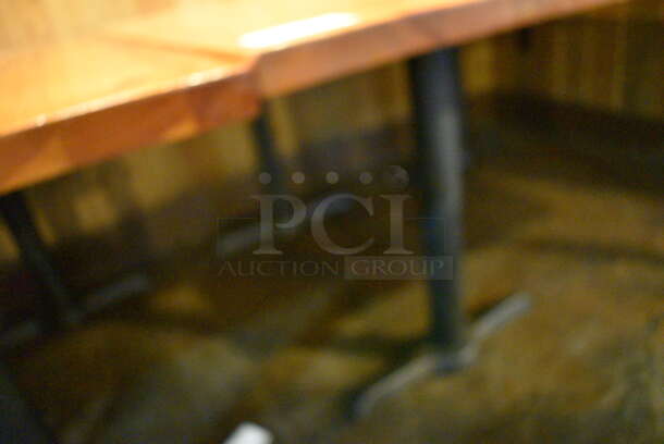Wooden Tabletop on 2 Black Straight Leg Metal Table Bases. 53x30x30 - Image 2 of 3