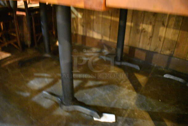 Wooden Tabletop on 2 Black Straight Leg Metal Table Bases. 53x30x30 - Image 3 of 3