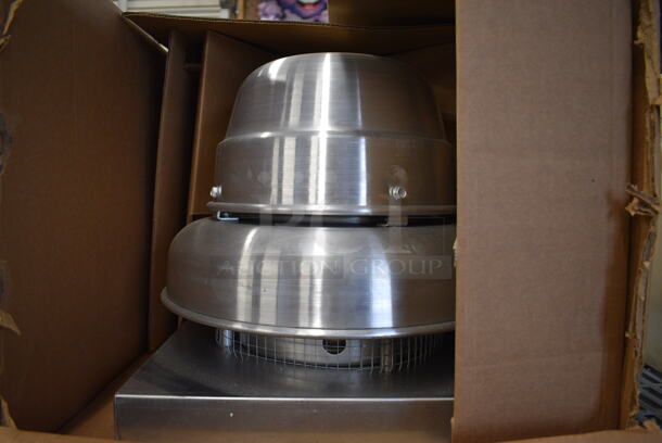 BRAND NEW IN BOX! 2018 Loren Cook Model 90ACEM90G15DM Metal Commercial Rooftop Mushroom Exhaust Fan. 115 Volts, 1 Phase. 18x18x18
