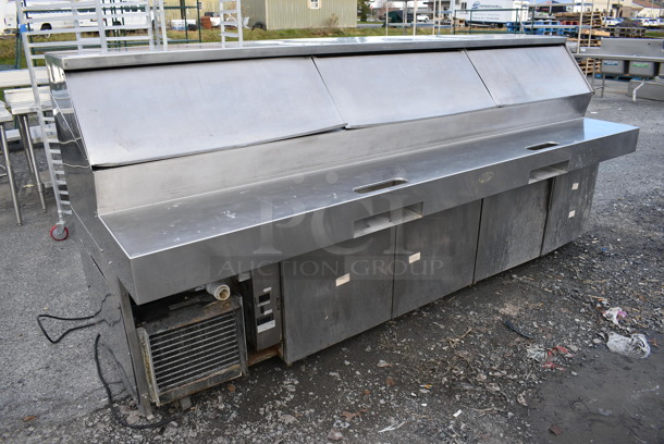 WOW! 2009 Randell Model PH120E3 Stainless Steel Commercial Prep Table Bain Marie Mega Top w/ 3 Lids and 4 Doors. 115 Volts, 1 Phase. 120x40x54.5. Tested and Does Not Power On - Image 2 of 10