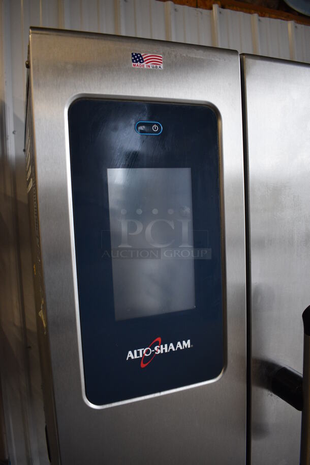 GORGEOUS! 2017 Alto Shaam Model CTP10-10E Stainless Steel Commercial Electric Powered Combitherm Convection Oven on Stainless Steel Equipment Stand. 208-240 Volts, 3 Phase. 35x35x70 - Image 4 of 9