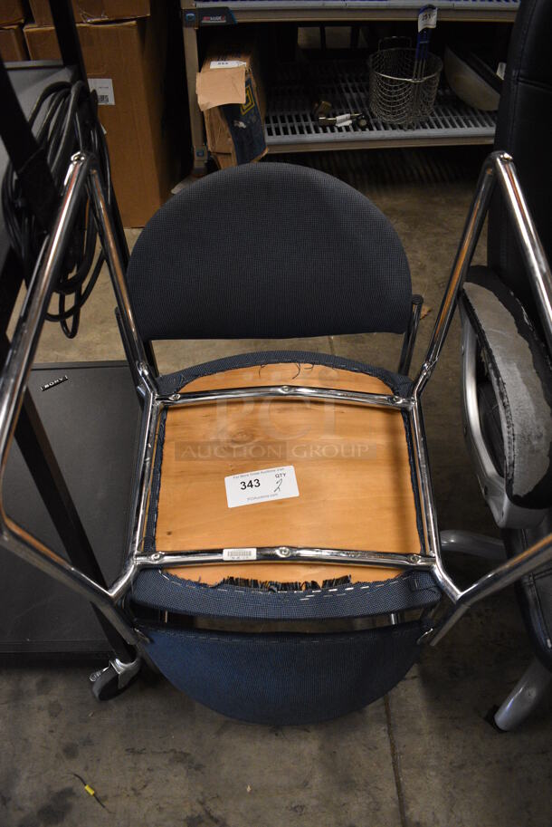 2 Blue Chairs on Chrome Finish Frame. 19x18x31. 2 Times Your Bid! - Image 3 of 3