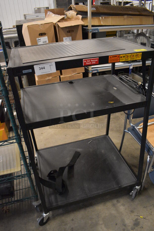 Black Metal 3 Tier AV Cart on Commercial Casters. 32x27x48 - Image 1 of 3