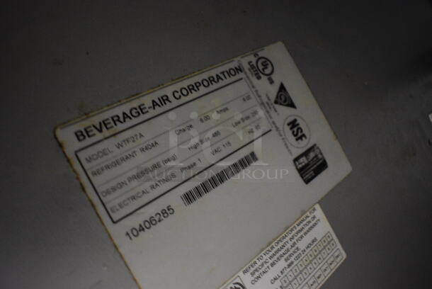 NICE! Beverage Air Model WTF27A Stainless Steel Commercial Single Door Undercounter Cooler on Commercial Casters. 115 Volts, 1 Phase. 27x30x35.5. Tested and Working! - Image 5 of 5