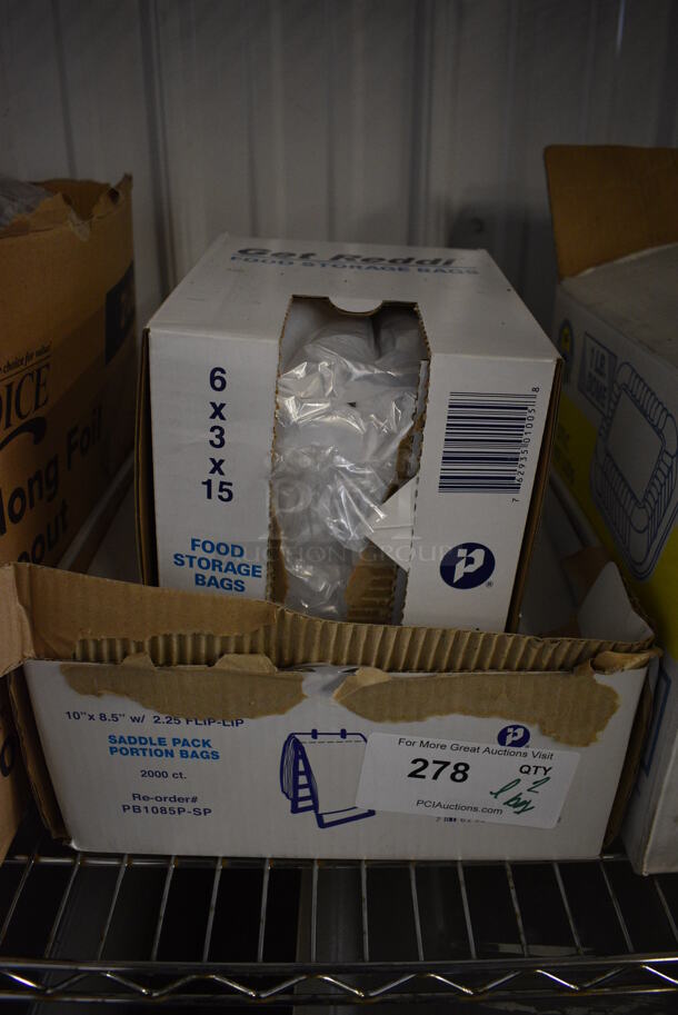 ALL ONE MONEY! Lot of 2 Boxes of Paper Products Including Clear Food Storage Bags and Portion Bags!