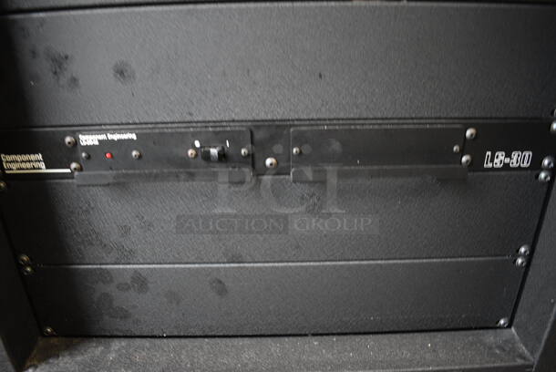 7 FANTASTIC! Items In Black Metal Rack Unit; Inline CTL101 Central Interface, Dolby CP750 Digital Cinema Processor, CM Series , 3 QSC BCA1622 Digital Cinema Amplifiers and Component Engineering LS-30-M. 22.5x22x69. 7 Times Your Bid! - Image 7 of 8