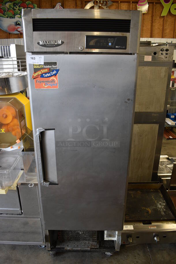 GREAT! Turbo Air Model MSF-23NM Stainless Steel Commercial Single Door Reach In Freezer w/ Poly Coated Racks on Commercial Casters. 110-120 Volts, 1 Phase. 27x30.5x83. Tested and Working!